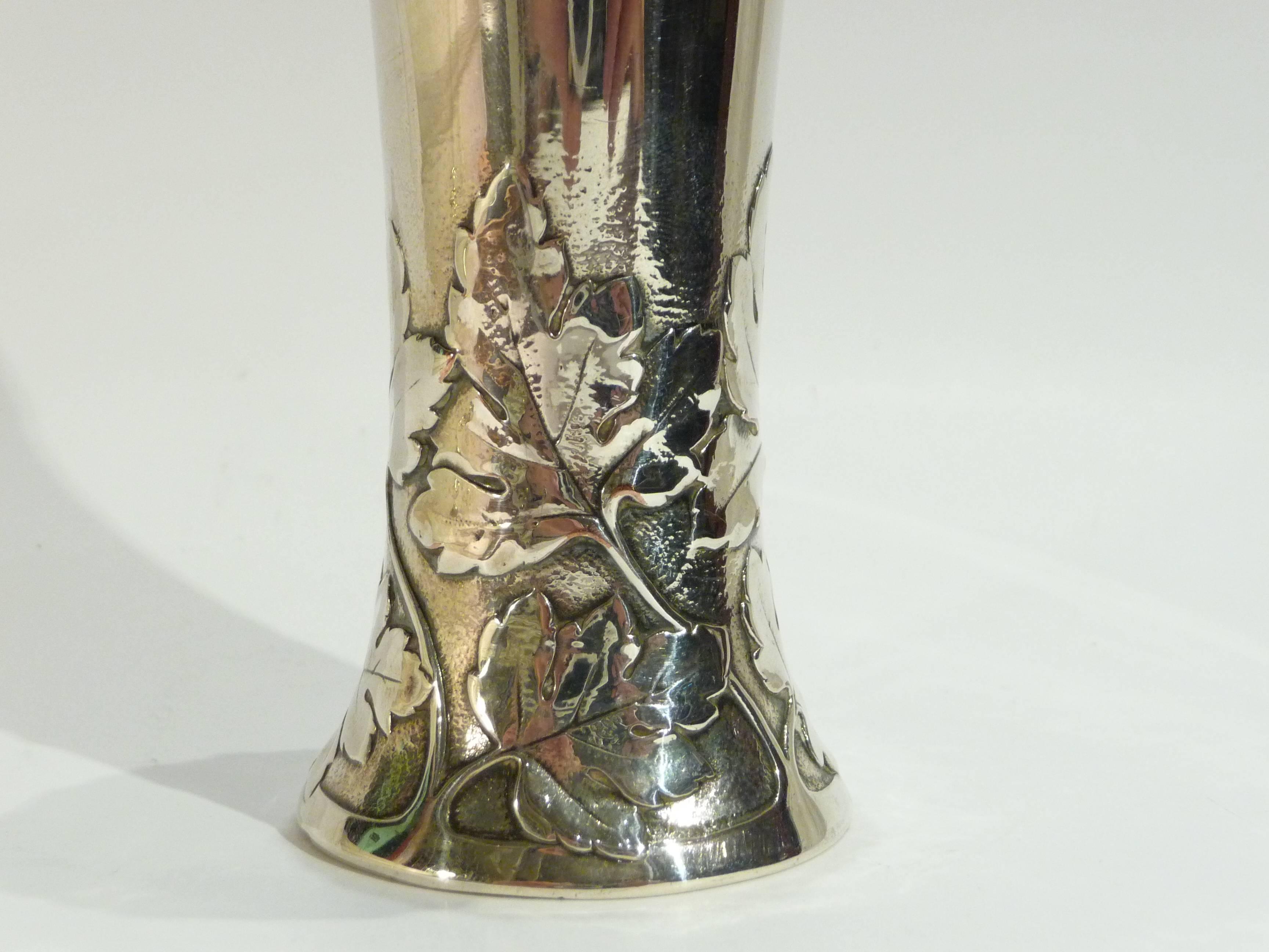 Christofle & Cie, an Art Nouveau Silvered Bronze Vase In Good Condition For Sale In Monte Carlo, MC