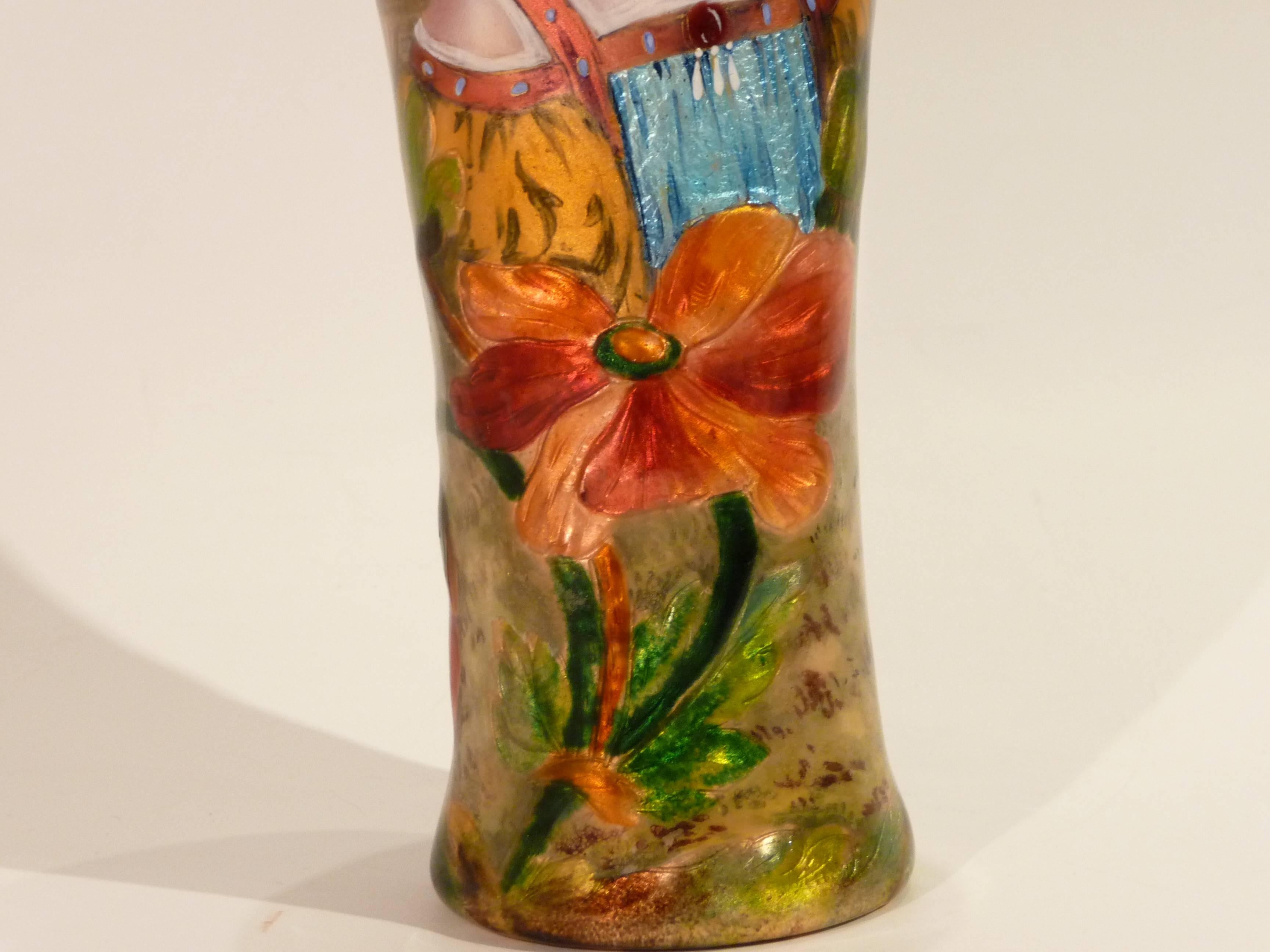 Anonymous, an Art Nouveau Enamel on Copper Vase For Sale 1