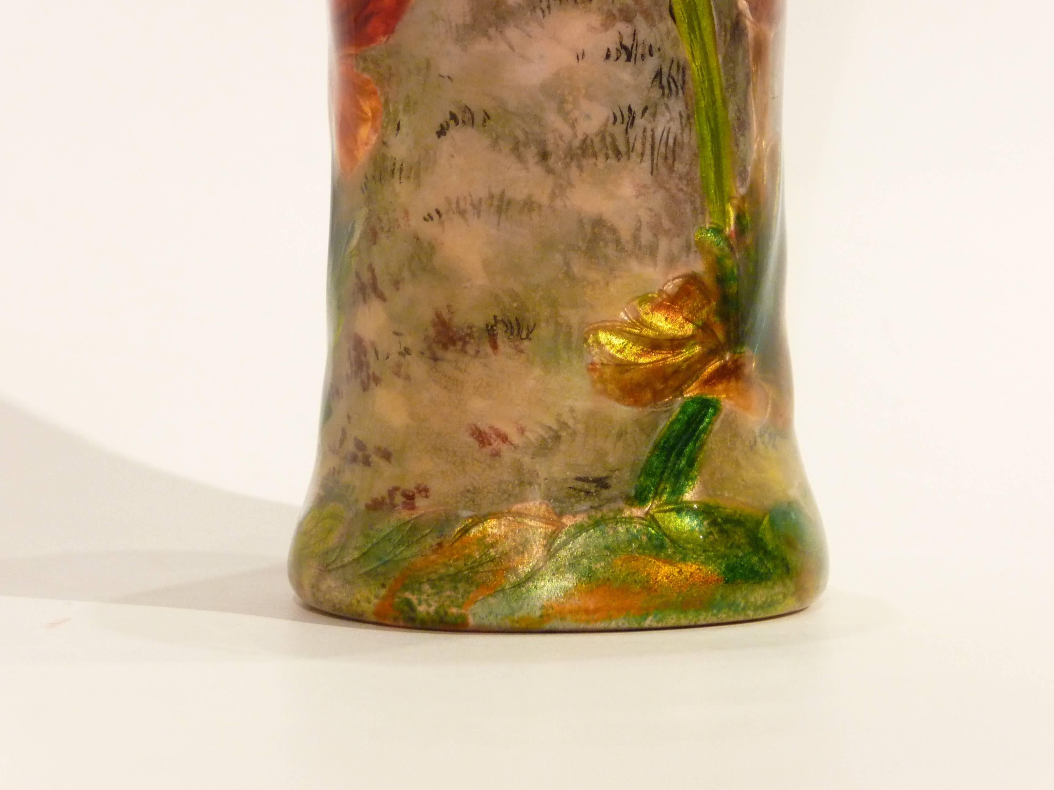 Anonymous, an Art Nouveau Enamel on Copper Vase For Sale 2