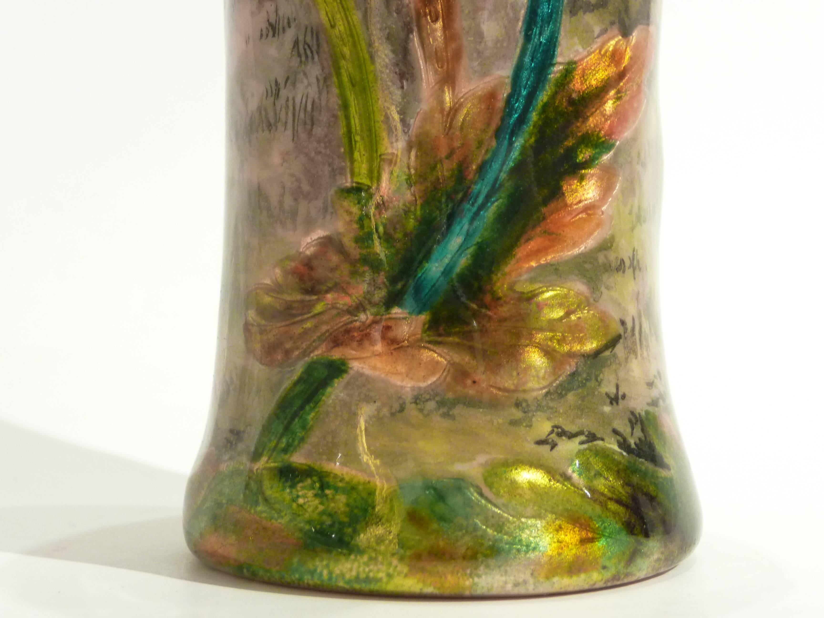 Anonymous, an Art Nouveau Enamel on Copper Vase For Sale 3
