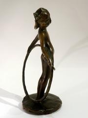 Bernhard Hoetger, "Mädchen Mit Reif", a Bronze Sculpture with a Brown Patina
