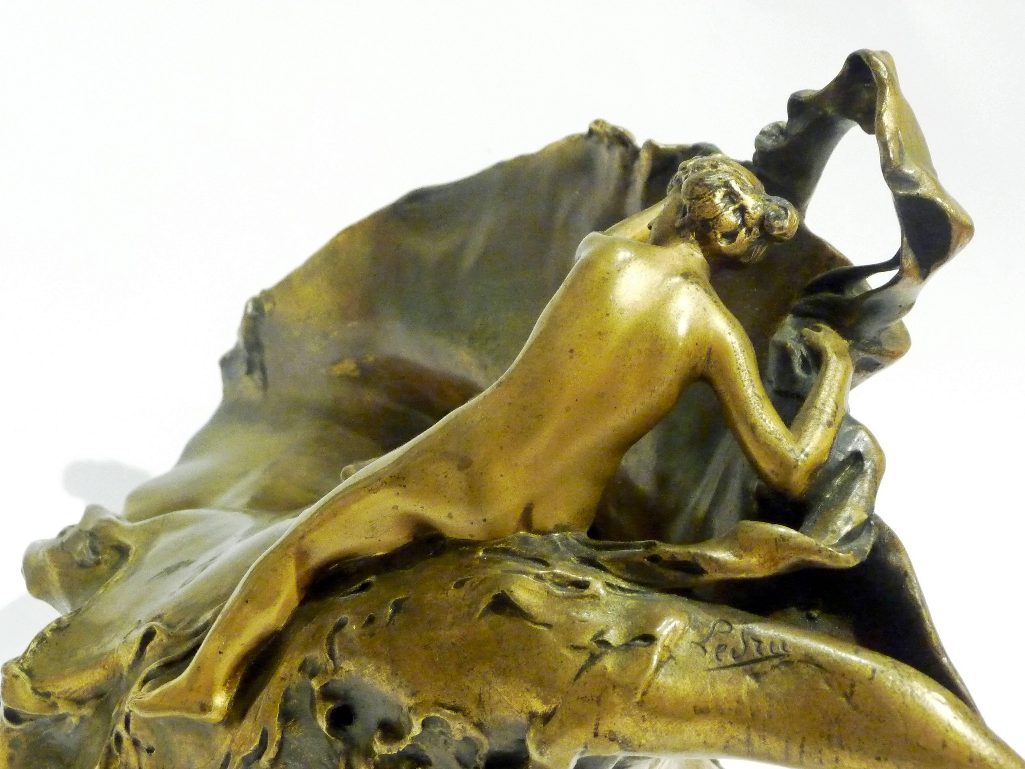 French Auguste Ledru, Susse Freres, an Art Nouveau Gilt Bronze Sculpture, Signed For Sale