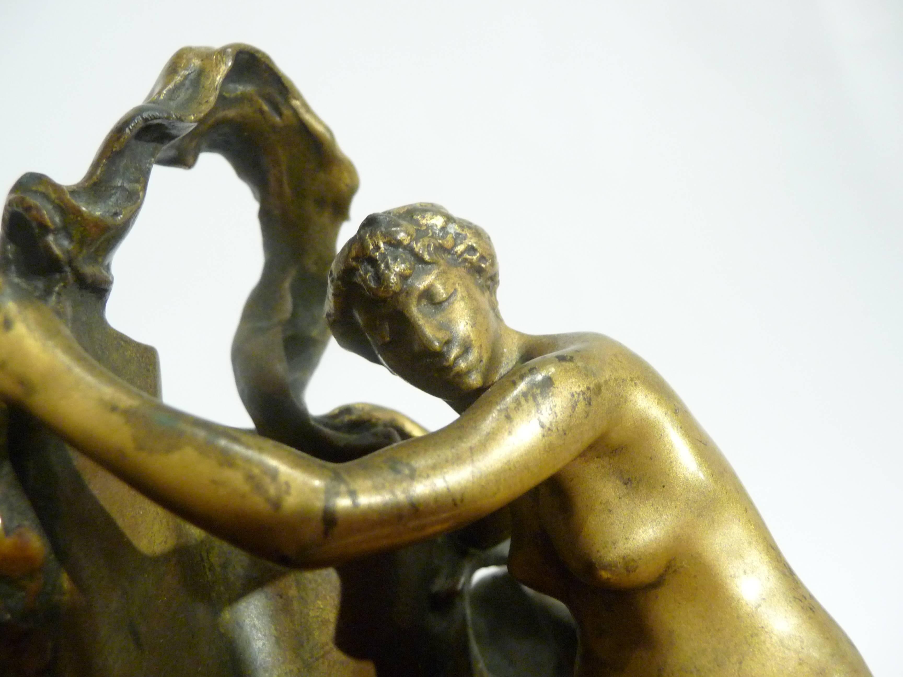 Auguste Ledru, Susse Freres, an Art Nouveau Gilt Bronze Sculpture, Signed In Good Condition For Sale In Monte Carlo, MC