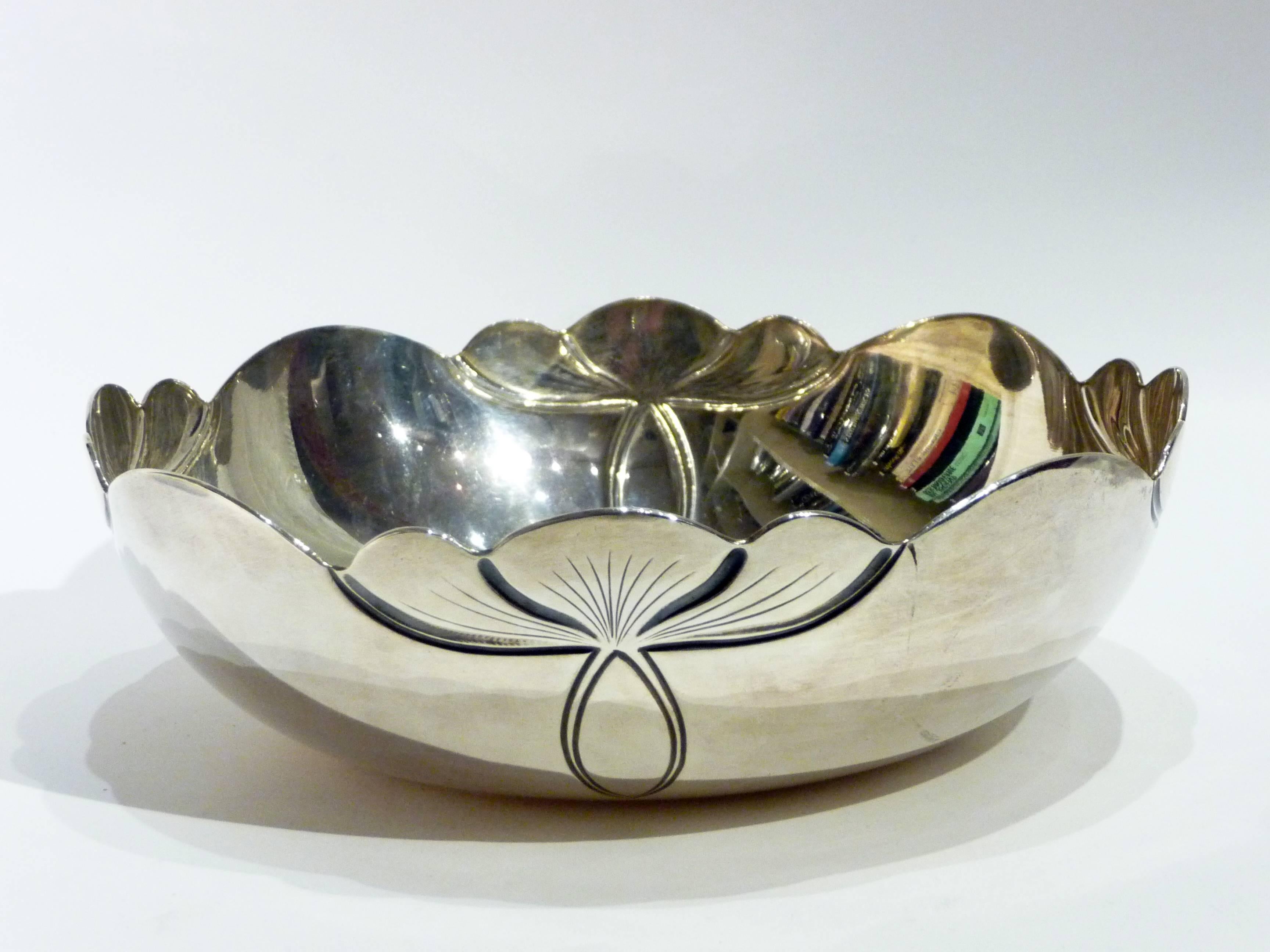 French Alphonse Debain, an Art Nouveau Silver Bowl For Sale