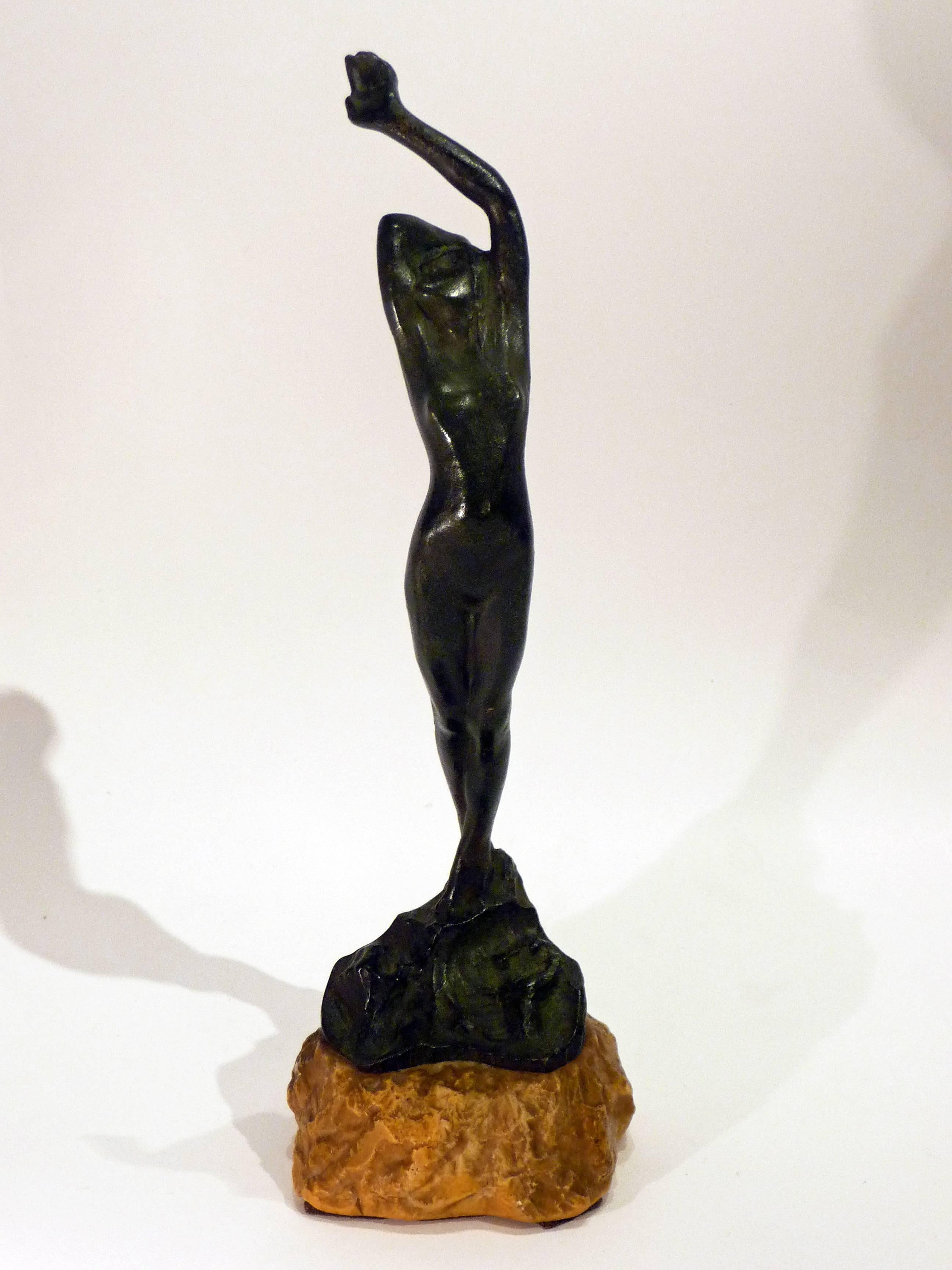 Harald Sorensen-Ringi.
"Awakening".
A bronze sculpture.
Signed, with foundry mark CL.
 