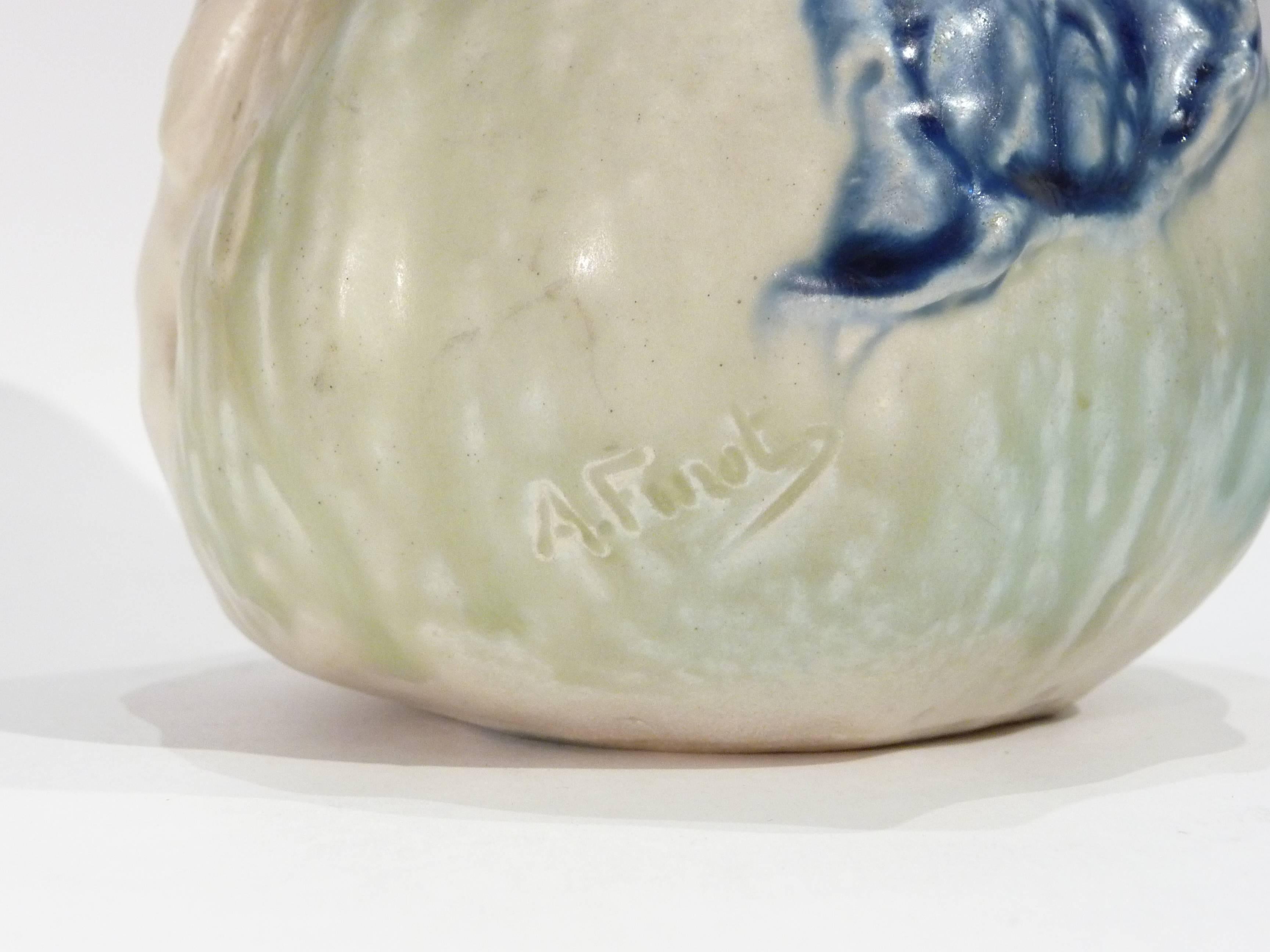 Joseph and Pierre Mougin, Alfred Finot, an Earthenware Vase, Signed For Sale 1