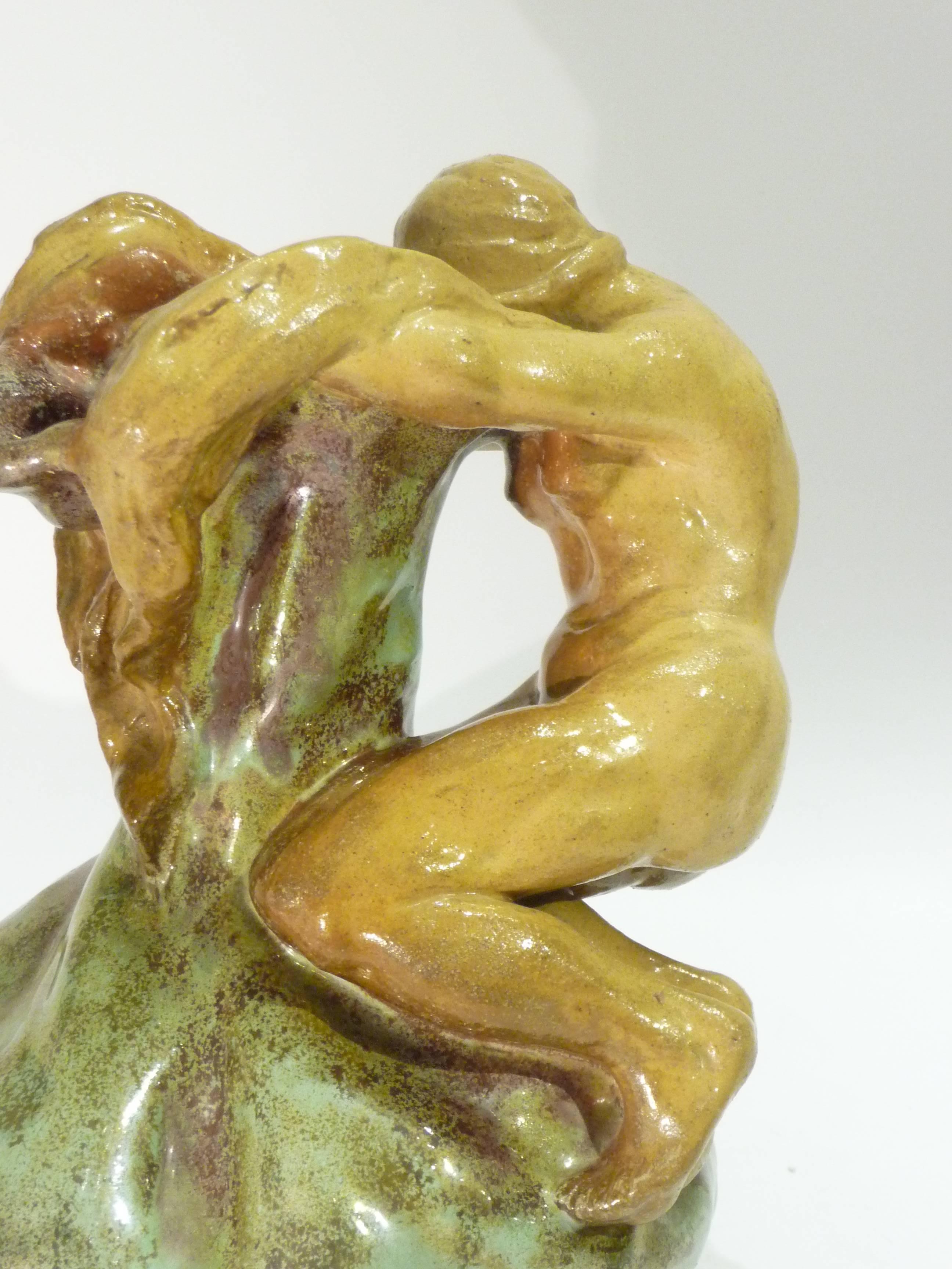 Emile Muller, James Vibert, an Art Nouveau Grés Pitcher, Signed For Sale 3