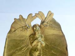 Gustave-Joseph Cheret, an Art Nouveau Gilt Bronze Vide-Poche, Signed