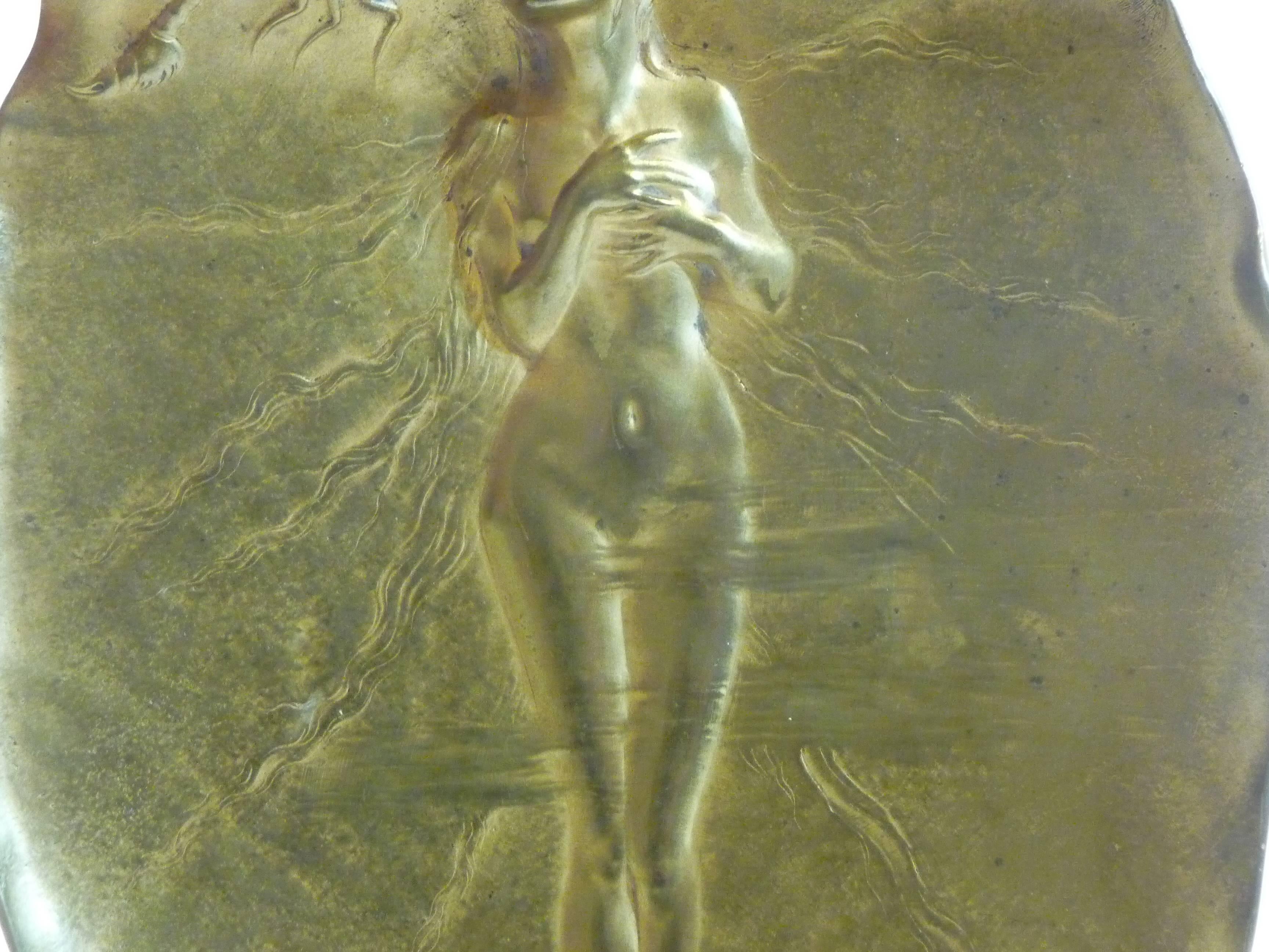 Gustave-Joseph Cheret, an Art Nouveau Gilt Bronze Vide-Poche, Signed For Sale 1