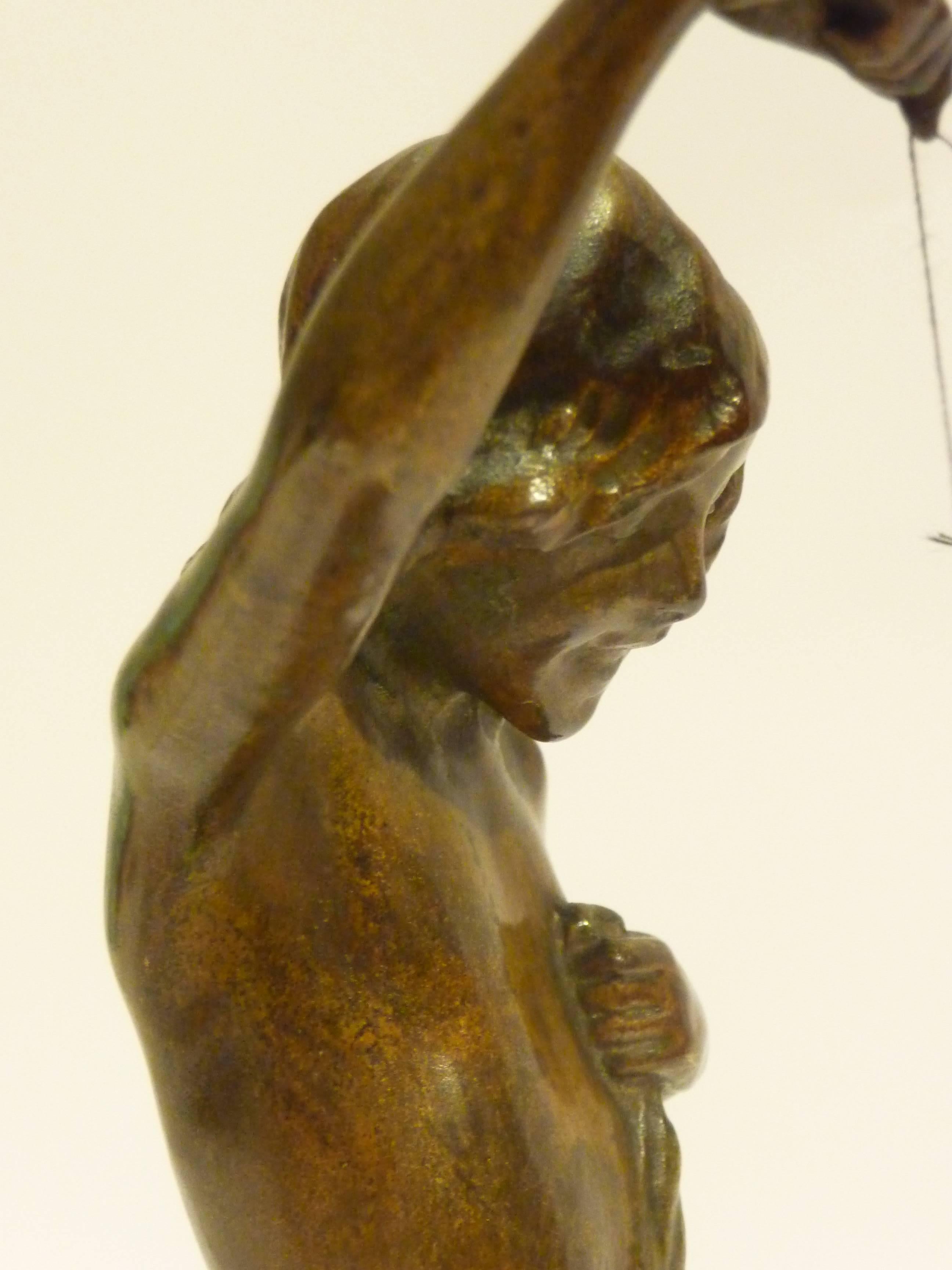 Ferdinand Frick, Girl Playing with Her Kitty, a Bronze Sculpture, Signed For Sale 2