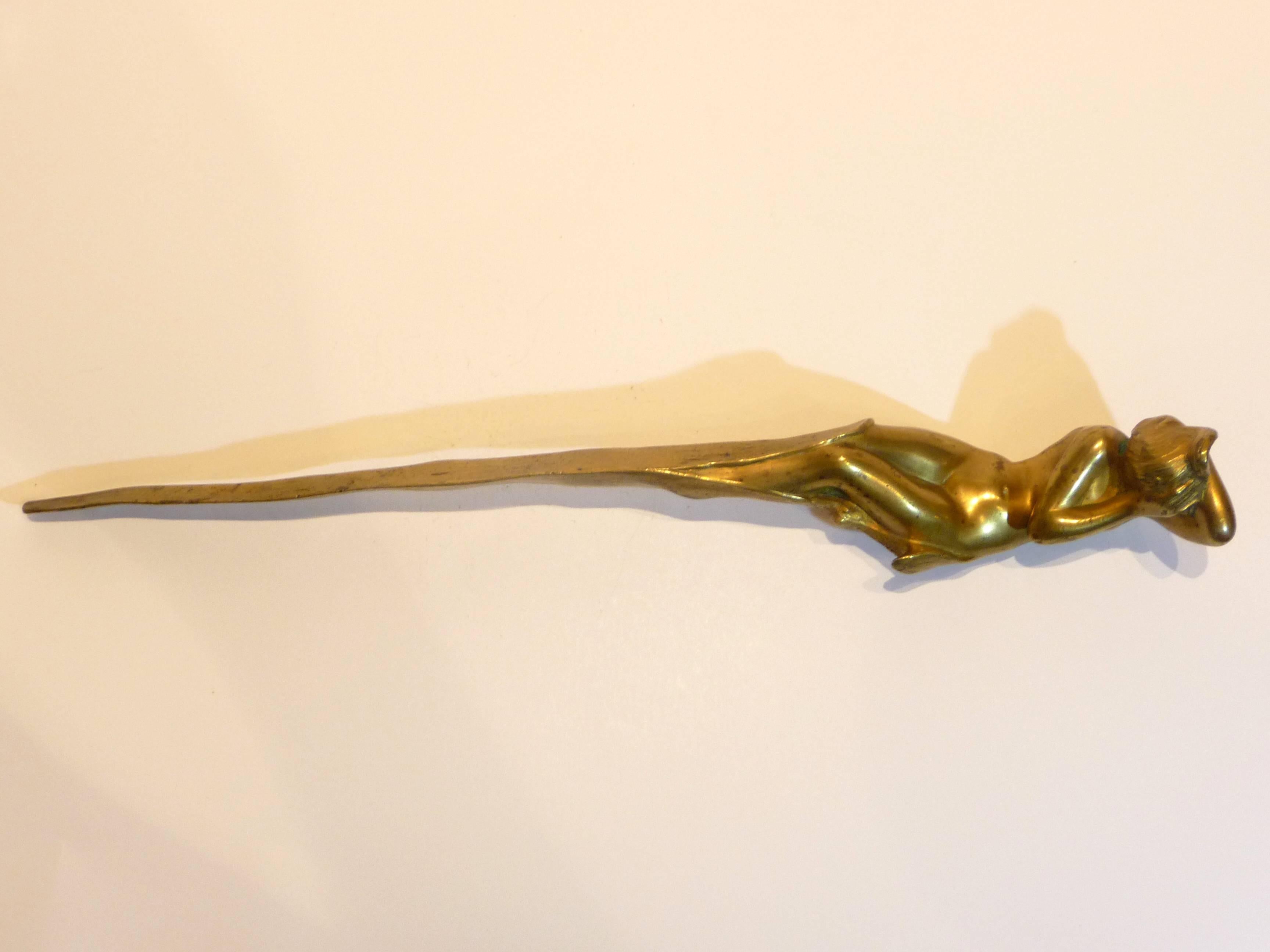 French Léo Laporte-Blairsy, an Art Nouveau Gilt Bronze Letter Opener For Sale