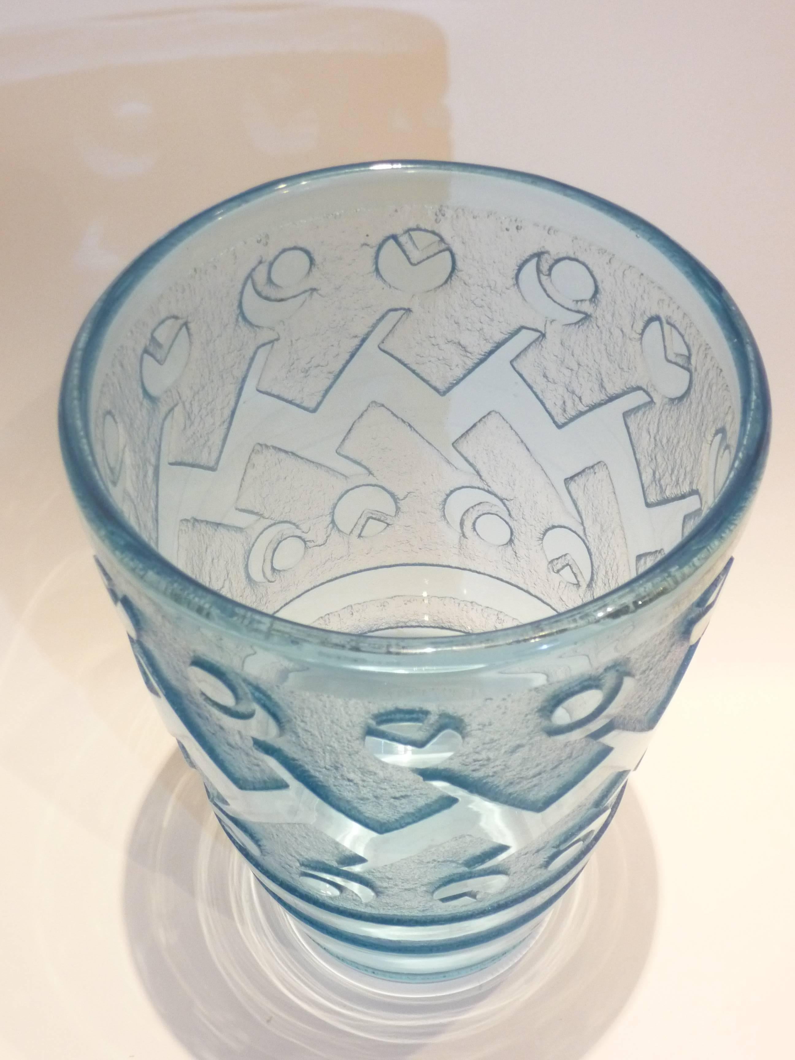 Daum Nancy
An Art Deco deeply acid etched vase with geometric decoration
Wheel-cut signature.