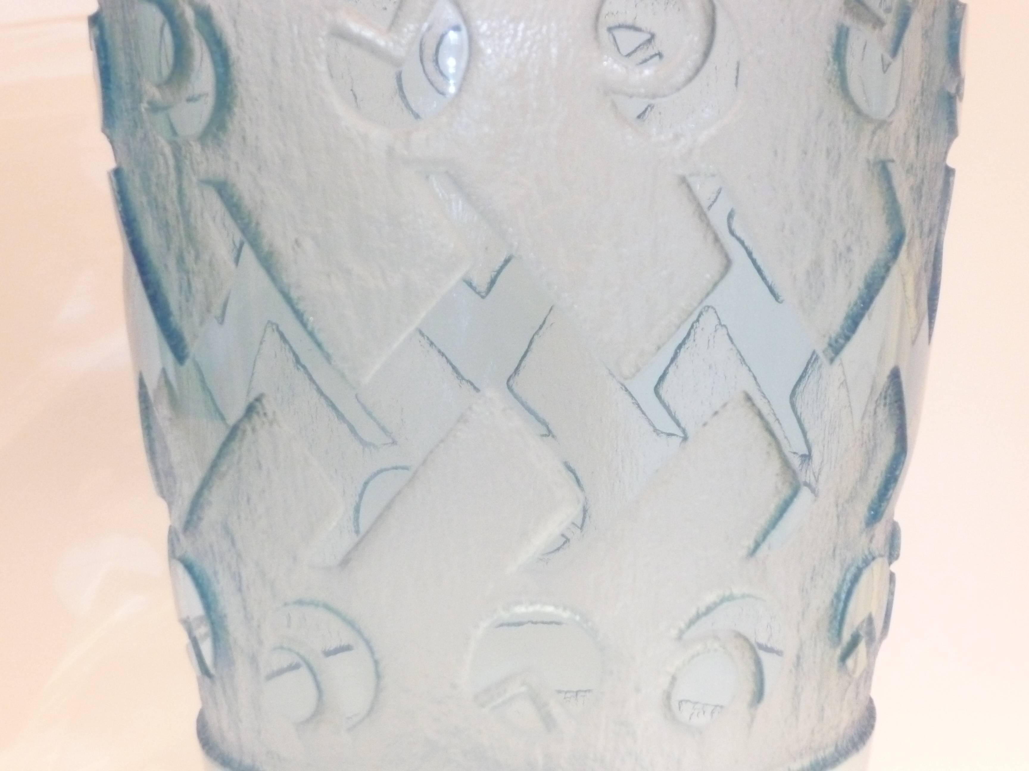 Art Deco Daum Nancy, Deeply Acid Etched Vase with Geometric Decoration, Signed For Sale