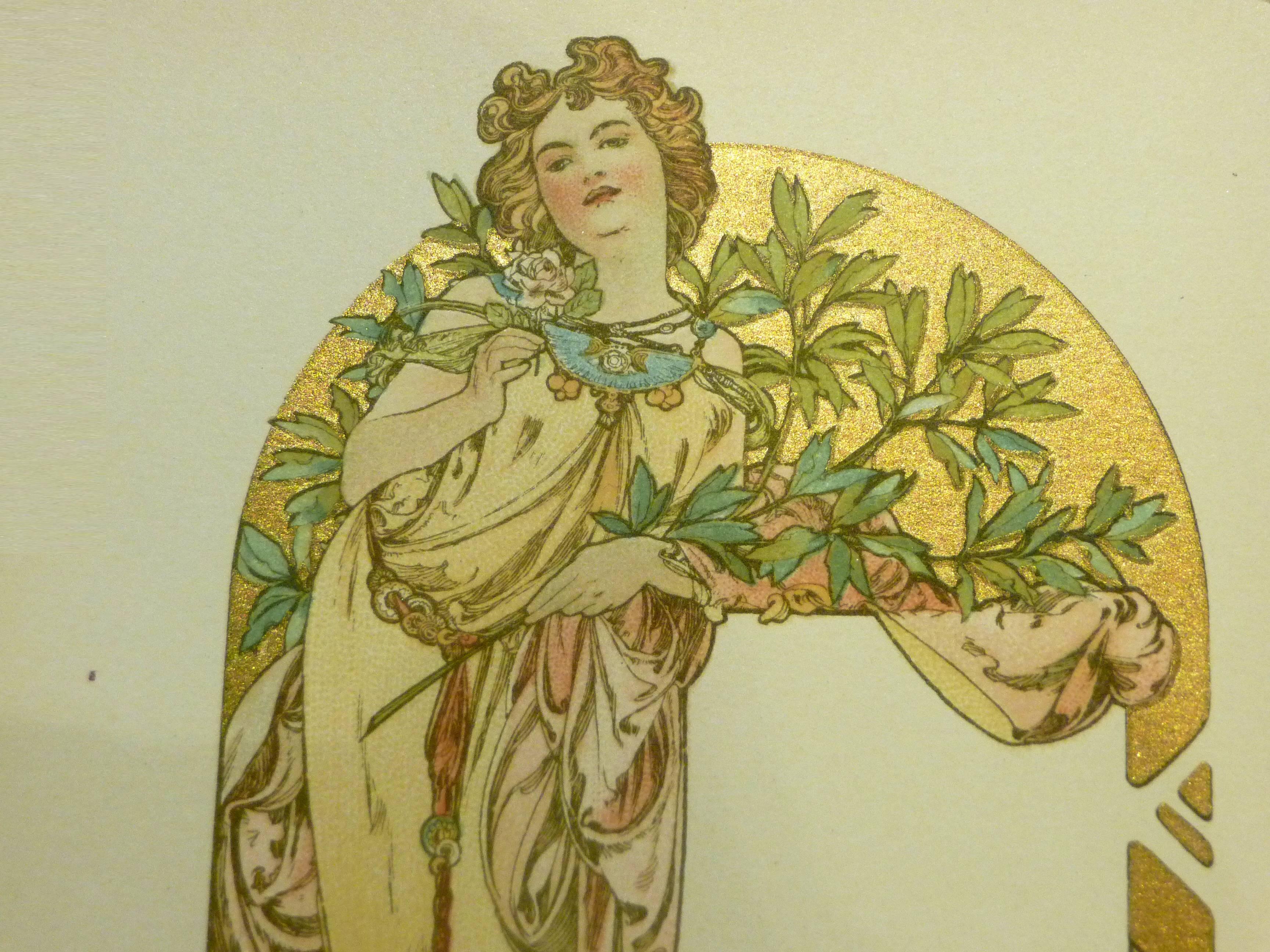 Alfons Mucha, Art Nouveau Set of Six Postcards, Signed For Sale 4