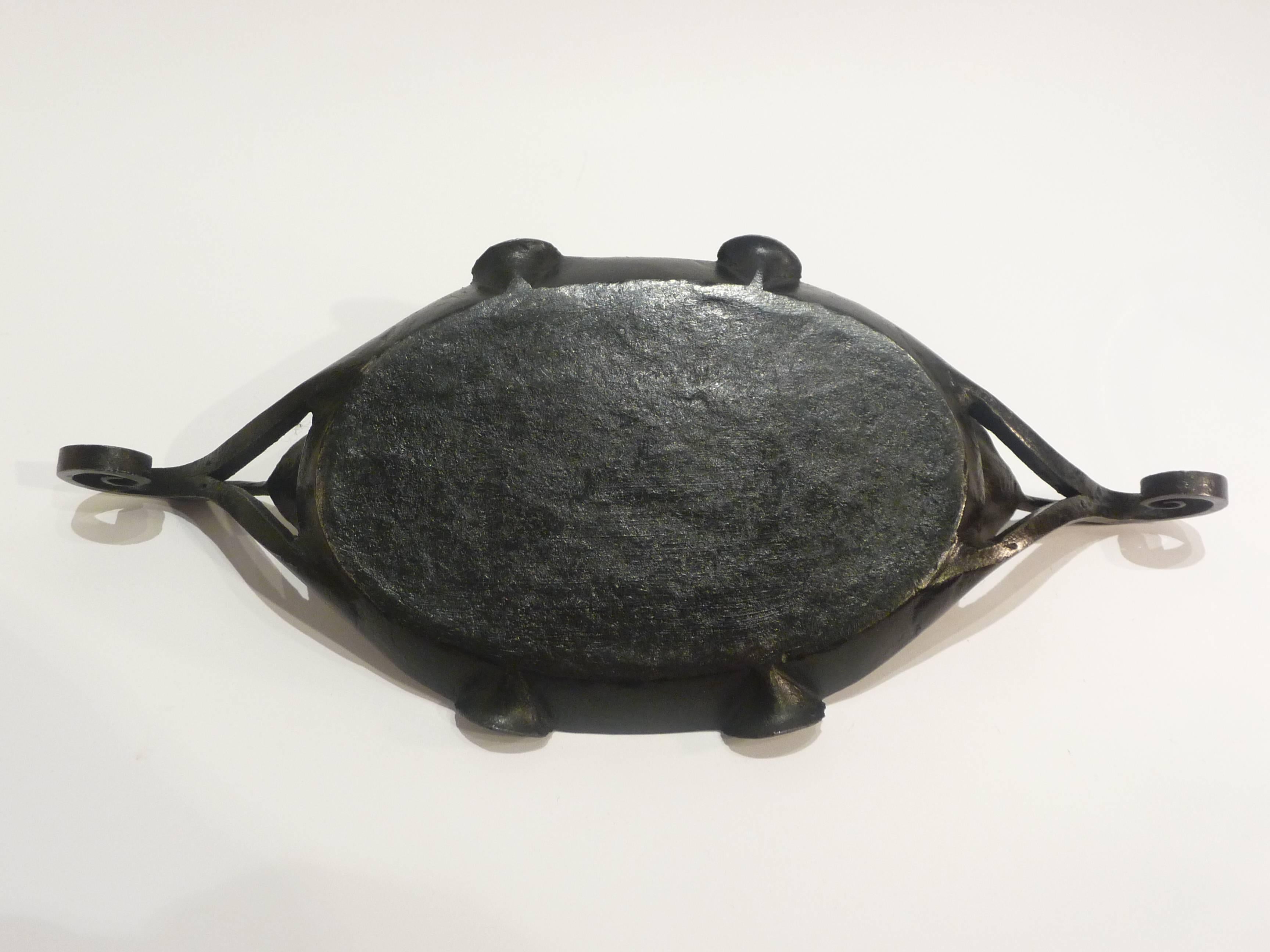 Nics Frères, an Art Nouveau Wrought and Hammered Iron Ashtray For Sale 1
