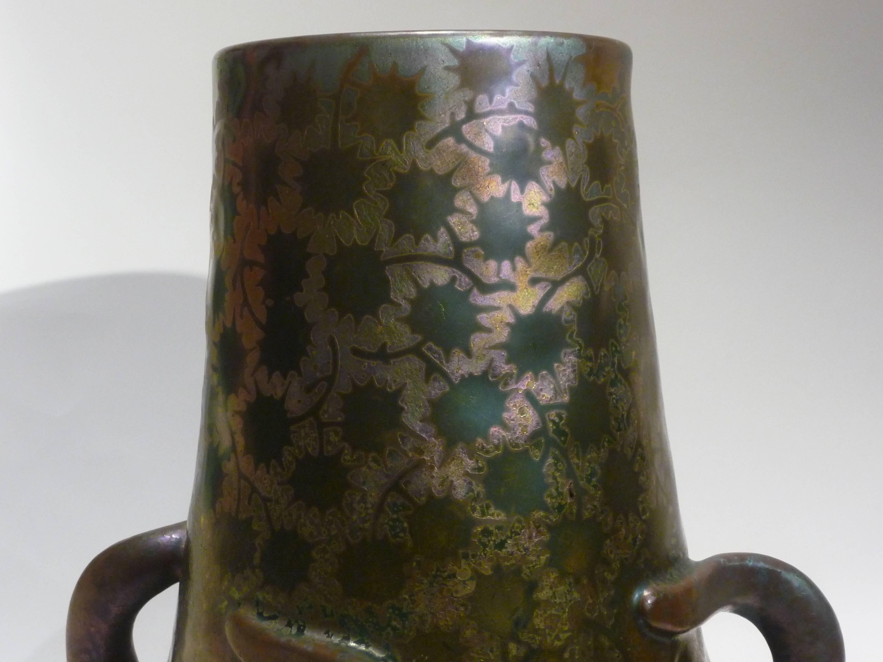 Clément Massier, Lucien Lévy-Dhurmer, an Art Nouveau Earthenware Vase, Signed In Good Condition For Sale In Monte Carlo, MC