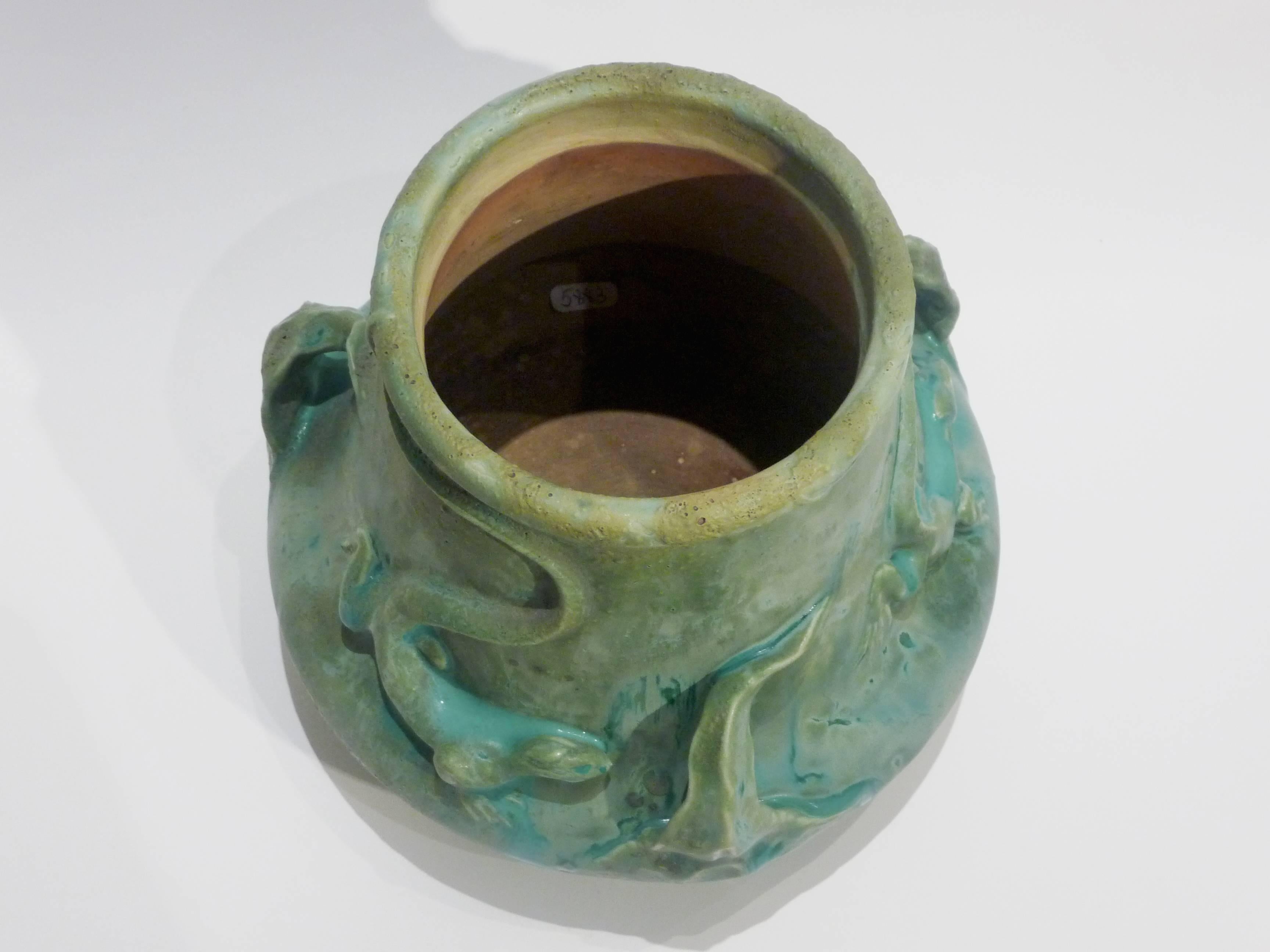 Charles Virion, an Art Nouveau Grès Vase, Signed In Good Condition For Sale In Monte Carlo, MC