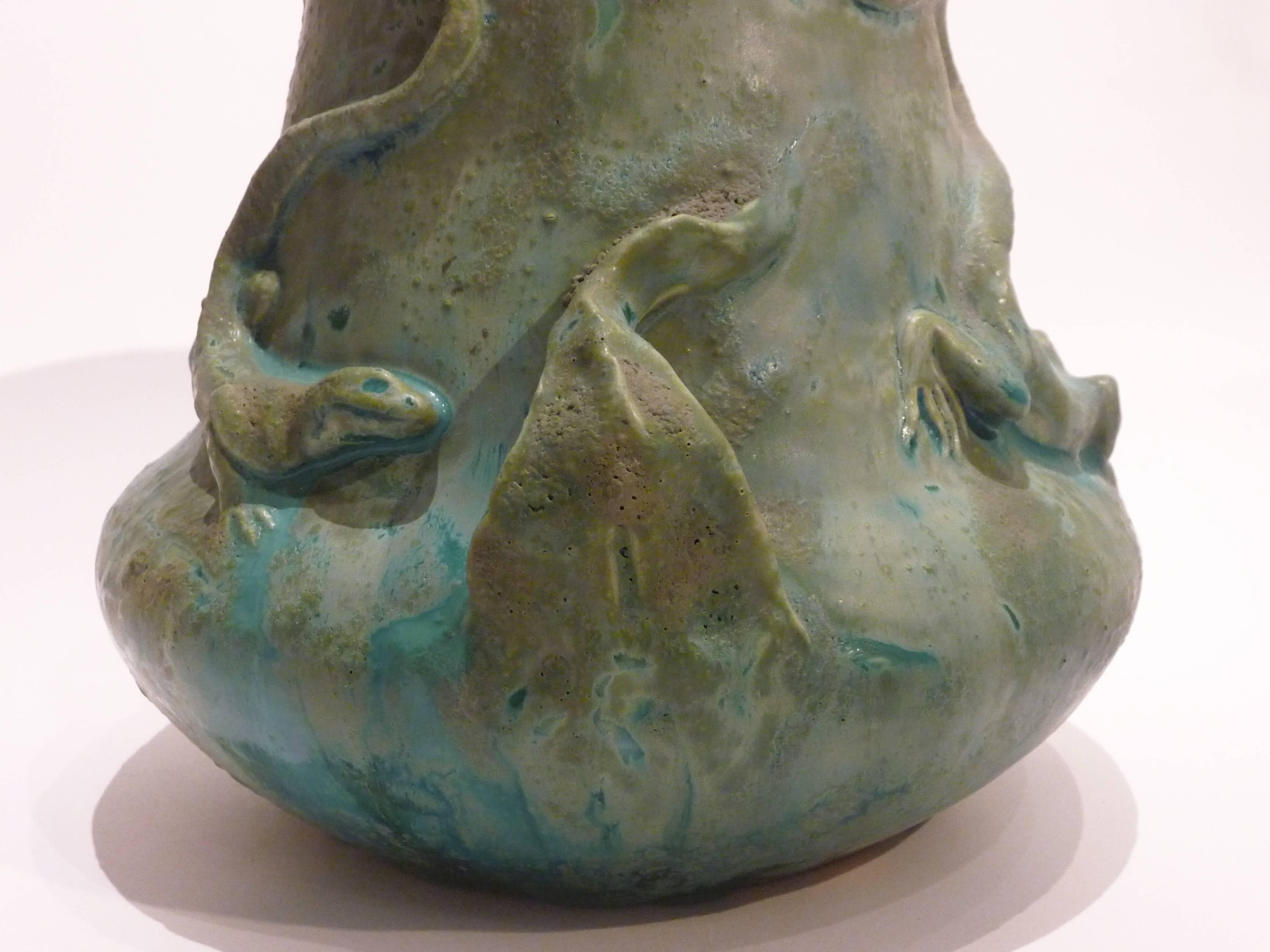 French Charles Virion, an Art Nouveau Grès Vase, Signed For Sale