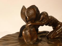 Maurice Bouval, Rare Art Nouveau Bronze Candlestick, Signed, Numbered "9240"