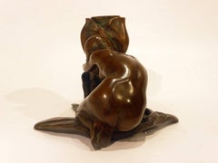 Maurice Bouval, Rare Art Nouveau Bronze Candlestick, Signed, Numbered "1851"