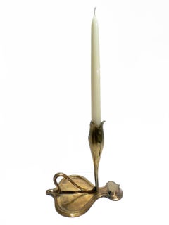 Abel Landry, an Art Nouveau Gilt Bronze Candlestick, Signed