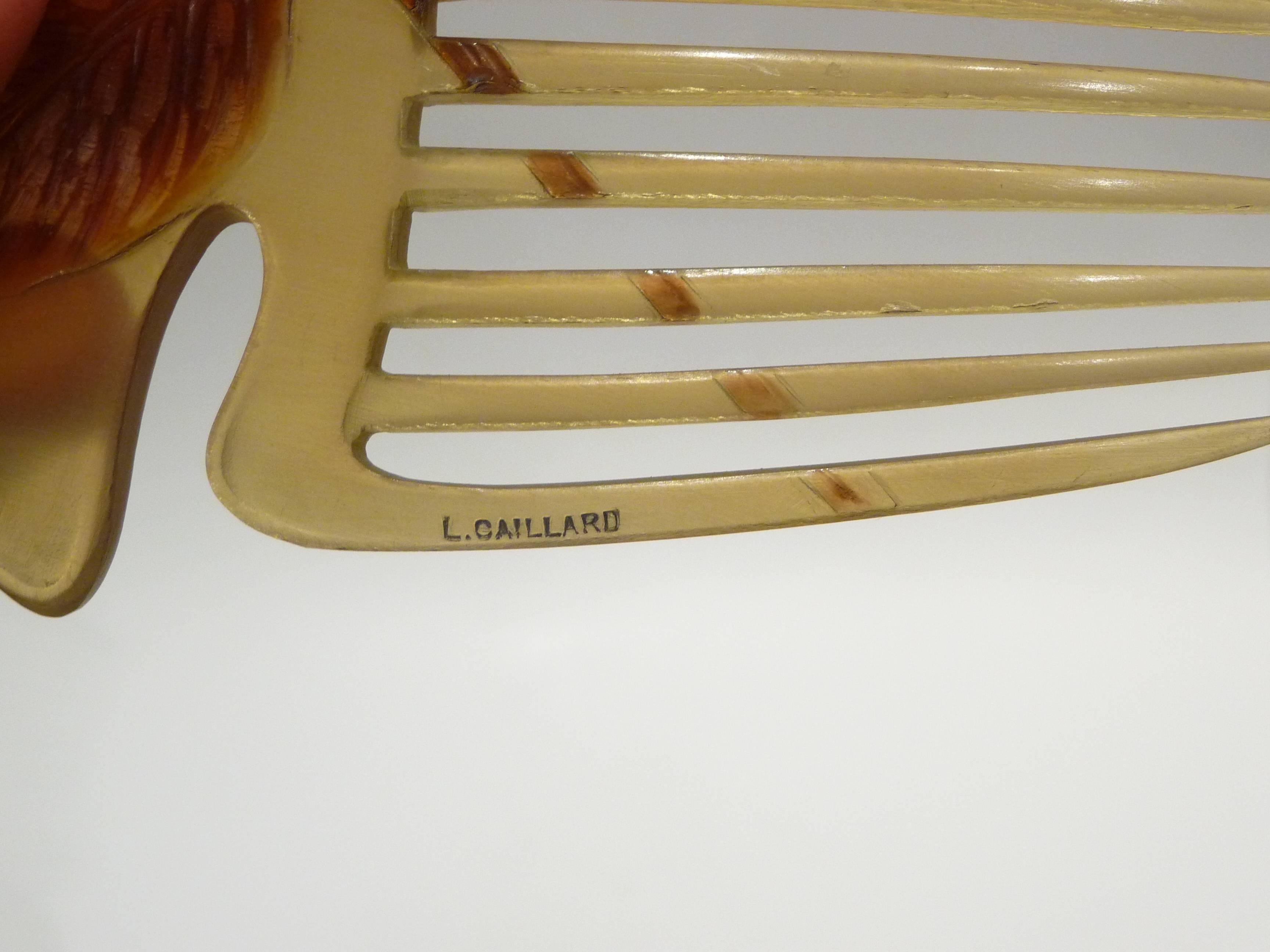 French Lucien Gaillard, a Rare and Magnificient Art Nouveau Comb, Signed For Sale