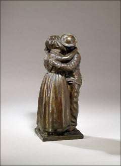 Raymond Sudre, "Le Baiser Zélandais", a Patinated Bronze Sculpture, Signed