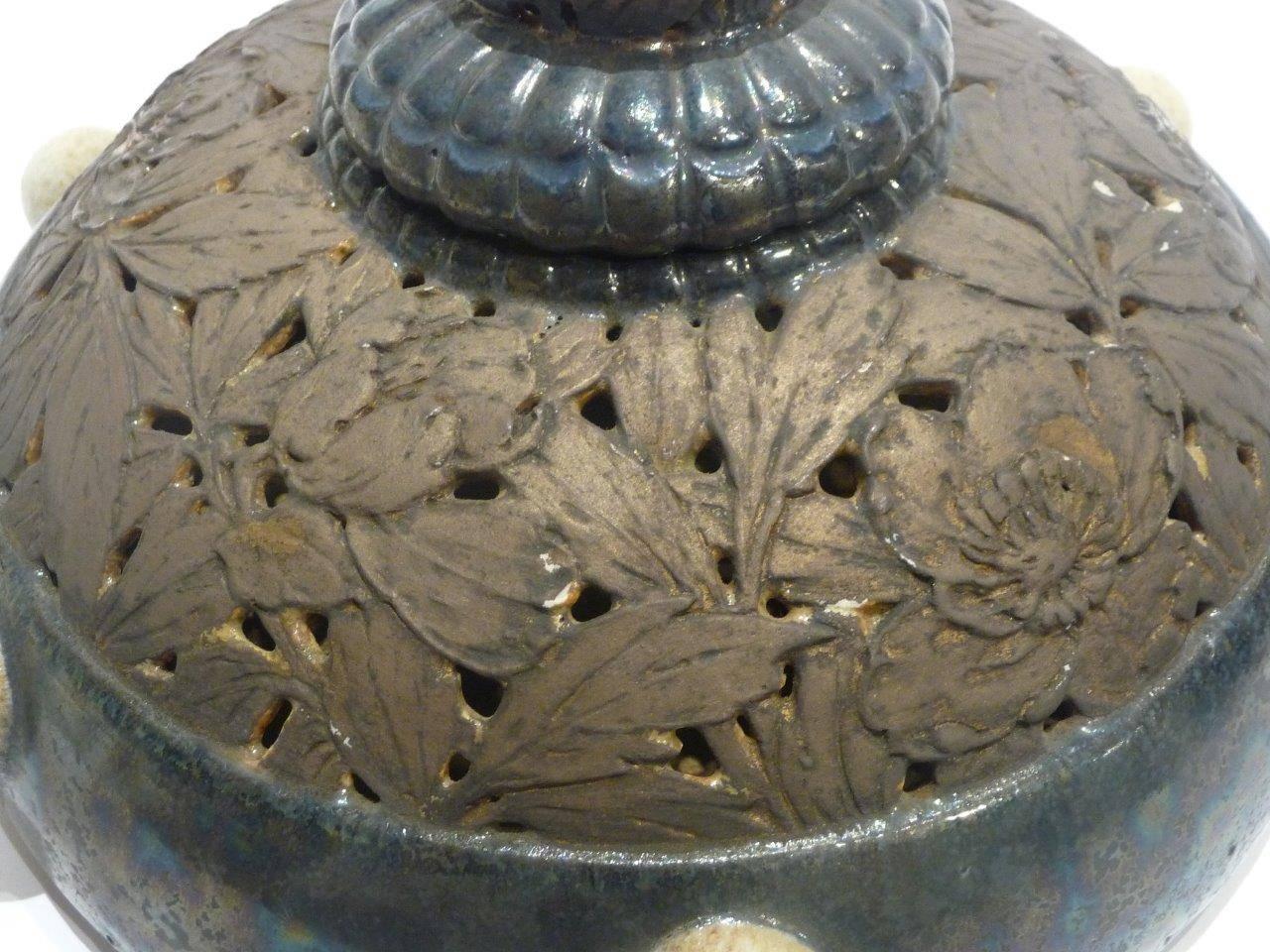Emile Diffloth, an Art Nouveau Covered Openwork Pot For Sale 2
