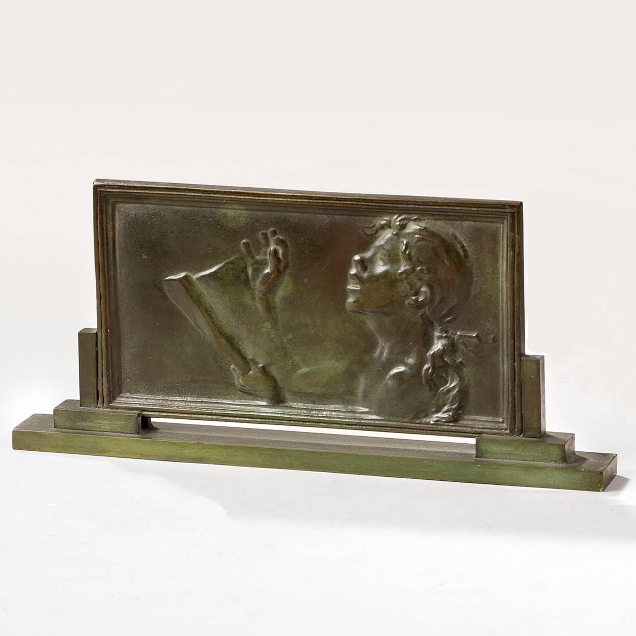Alexandre Charpentier
"Le Chant", "La Sculpture"
Two Art Nouveau bronze plaques on original bronze mounts
Signed
Measure: 9.7 x 20 cm.
8.1 x 20.2 cm.