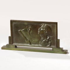 Alexandre Charpentier, "Le Chant" La Sculpture", Two Art Nouveau Bronze Plaques