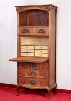 Camille Gaulthier, an Art Nouveau Carved Walnut Secretaire