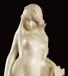 Dante Zoi, "Baigneuse", an Art Nouveau Marble Sculpture, Signed