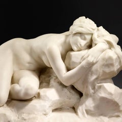 Antoine Ferdinand Faivre, "Chloé Endormie", an Art Nouveau Marble Sculpture