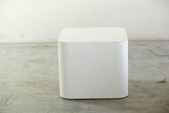 Custom-Made Minimalistic White Laminate Cubic End Table or Pedestal, 1980s