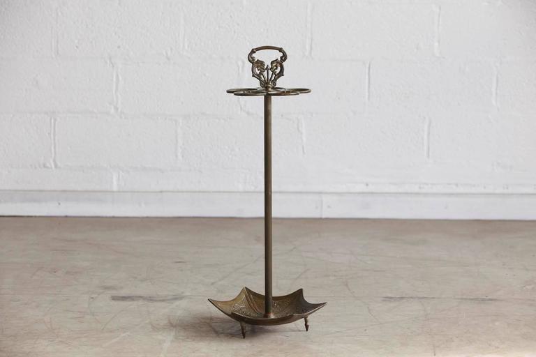 Art Nouveau Cast Iron Umbrella or Cane Stand with Base like an Open