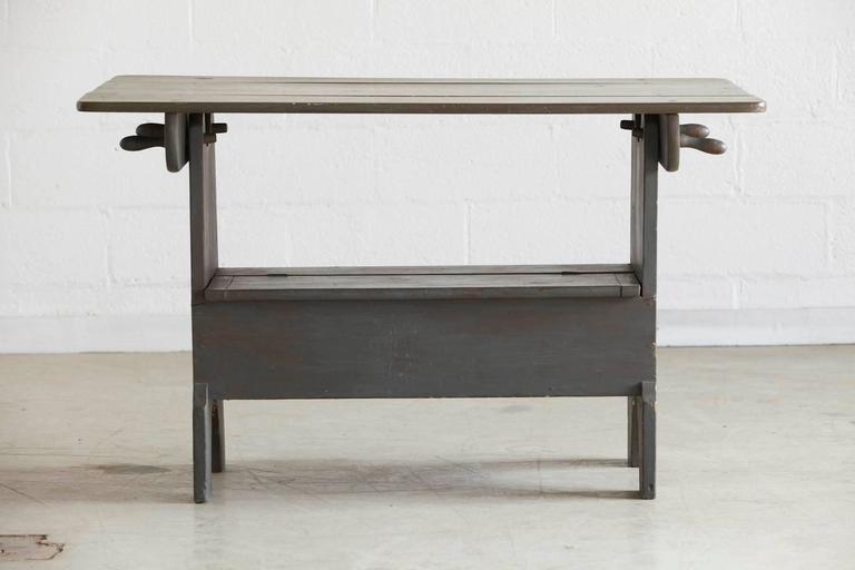 Painted Antique Pine TiltTop Table into Bench at 1stDibs