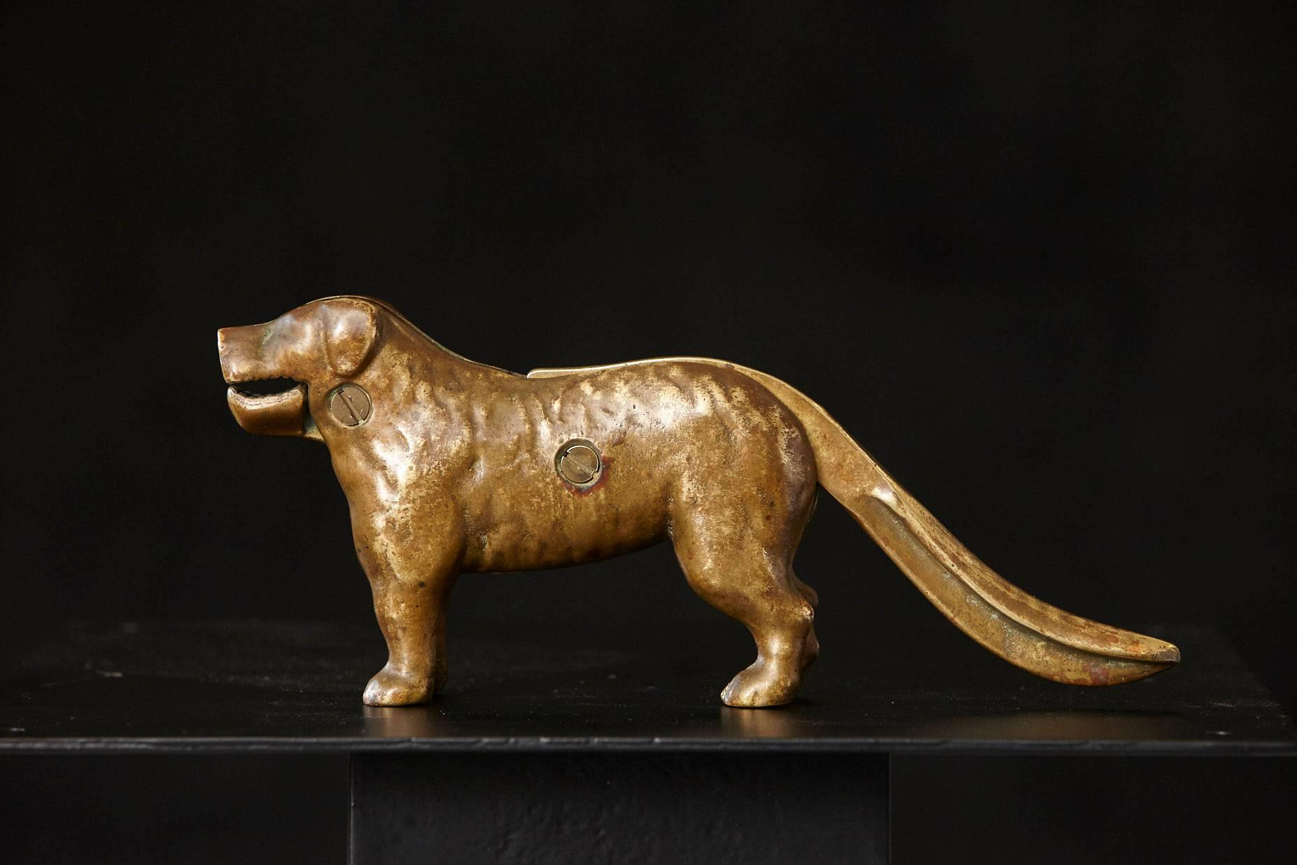 antique brass dog nutcracker