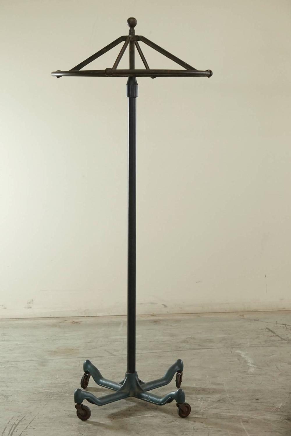 Industrial Round Top Rolling Coat Rack at 1stdibs