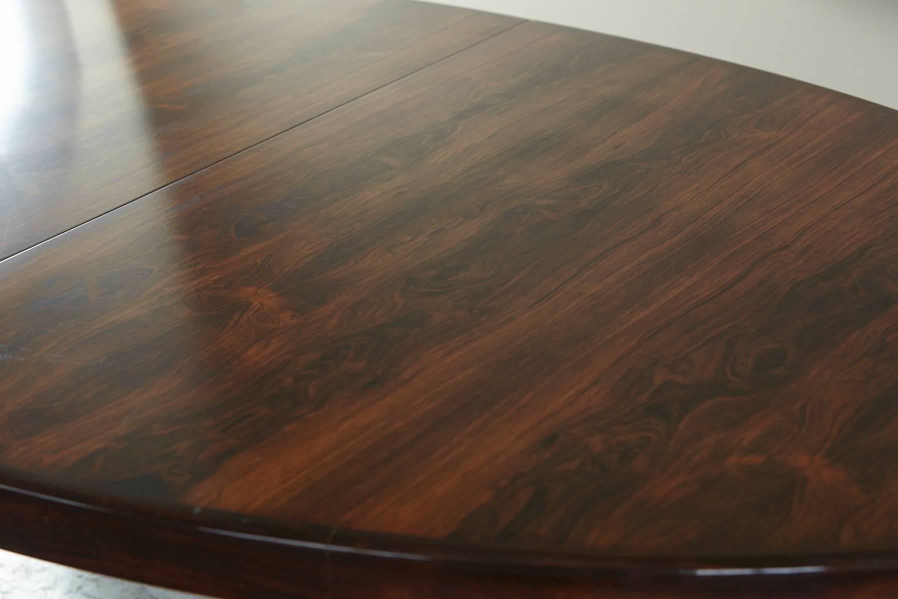 Danish Rosewood Oval Extension Dining Table by Johannes Andersen
