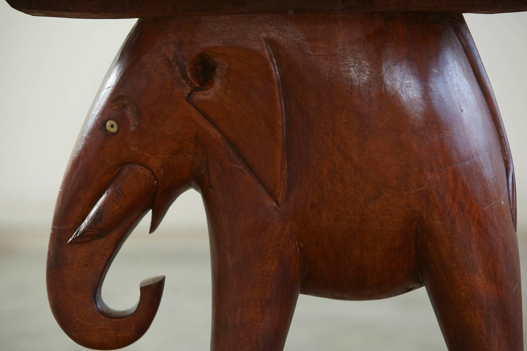 carved elephant table