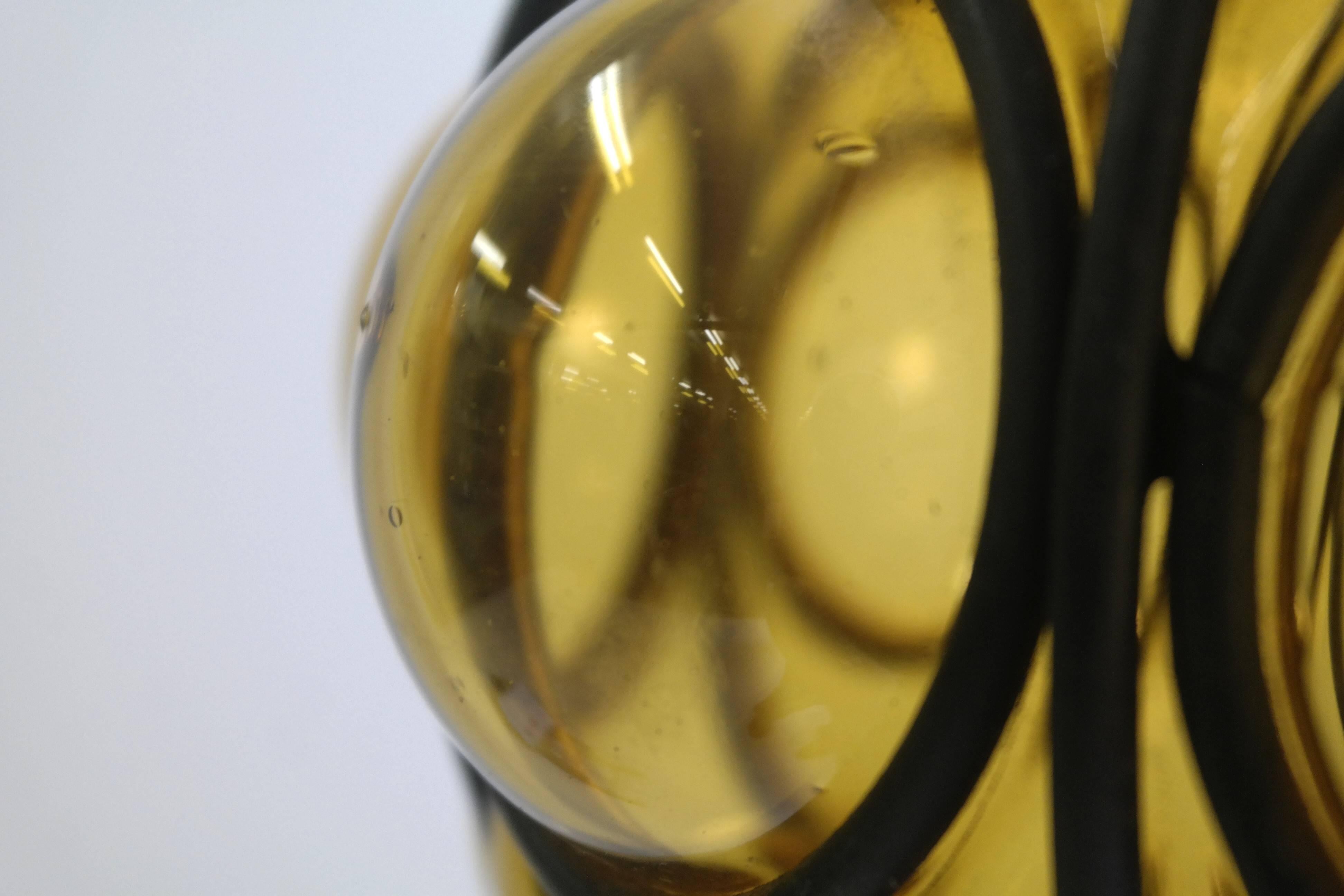 Italian Caged Handblown Murano Glass Pendant Lantern