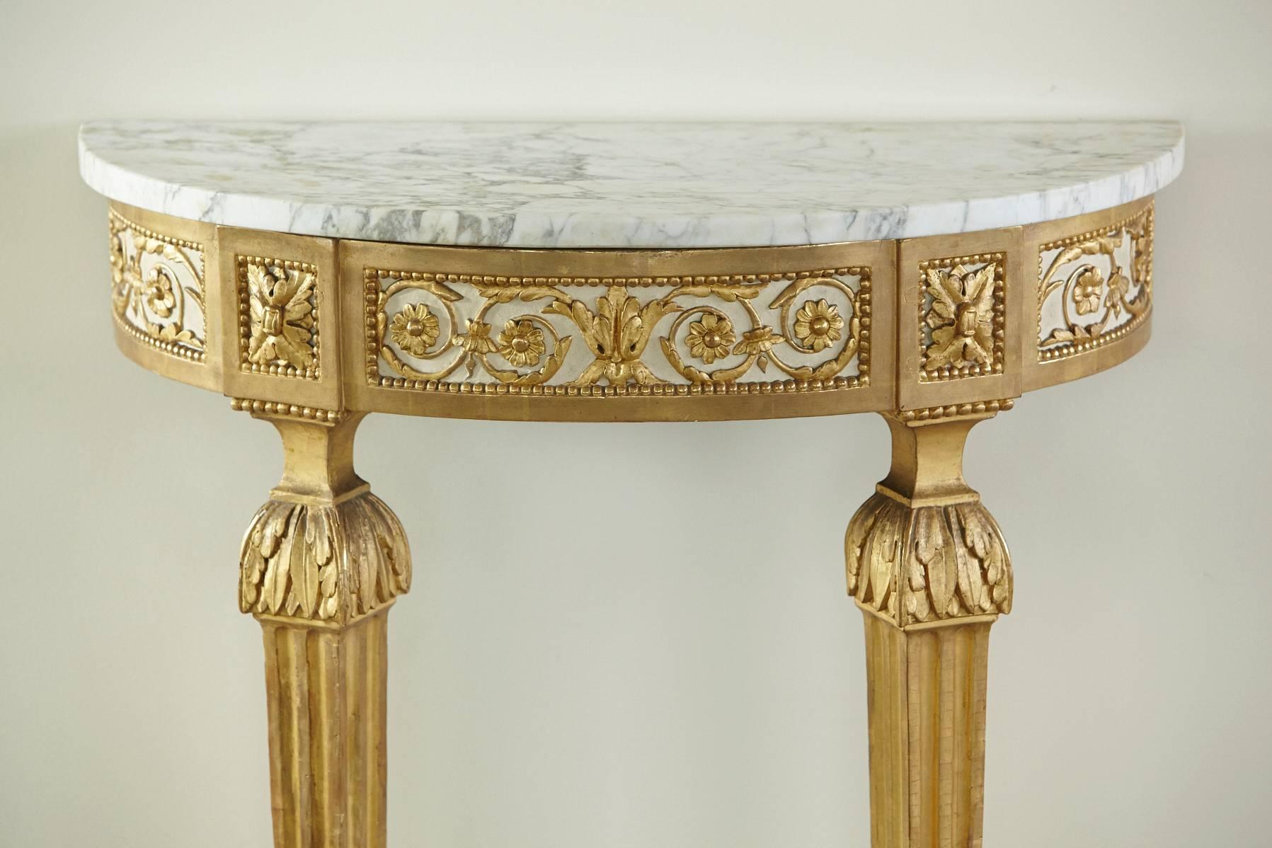 Late 19th Century French 19th Century in the style Louis XVI Giltwood Console with Marble Top