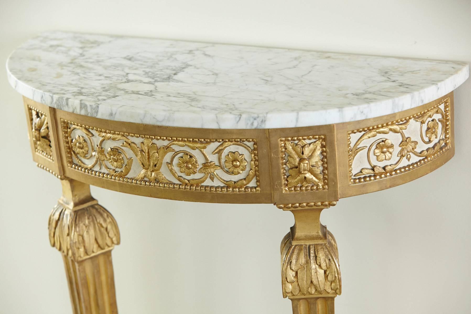 French 19th Century in the style Louis XVI Giltwood Console with Marble Top 1