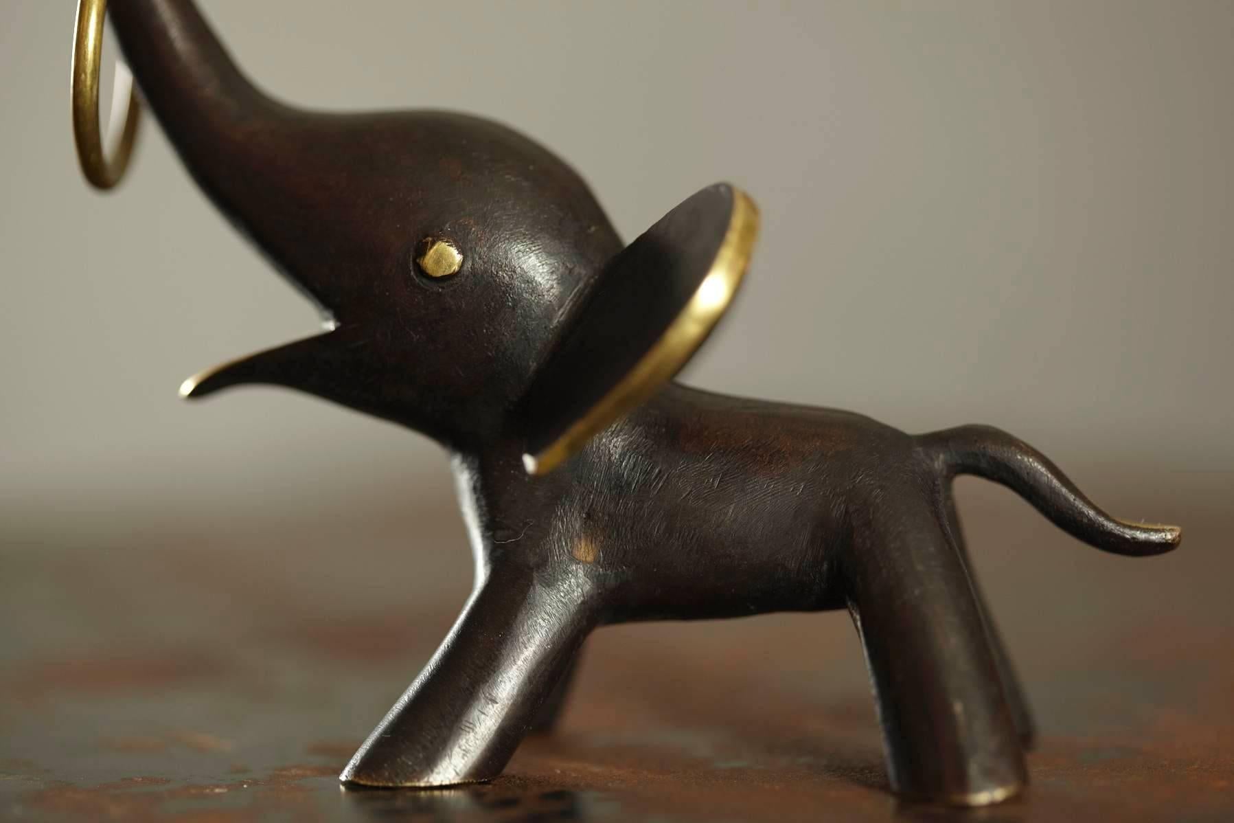 Mid-Century Modern Rare Walter Bosse Elephant Brass Figurine by Hertha Baller