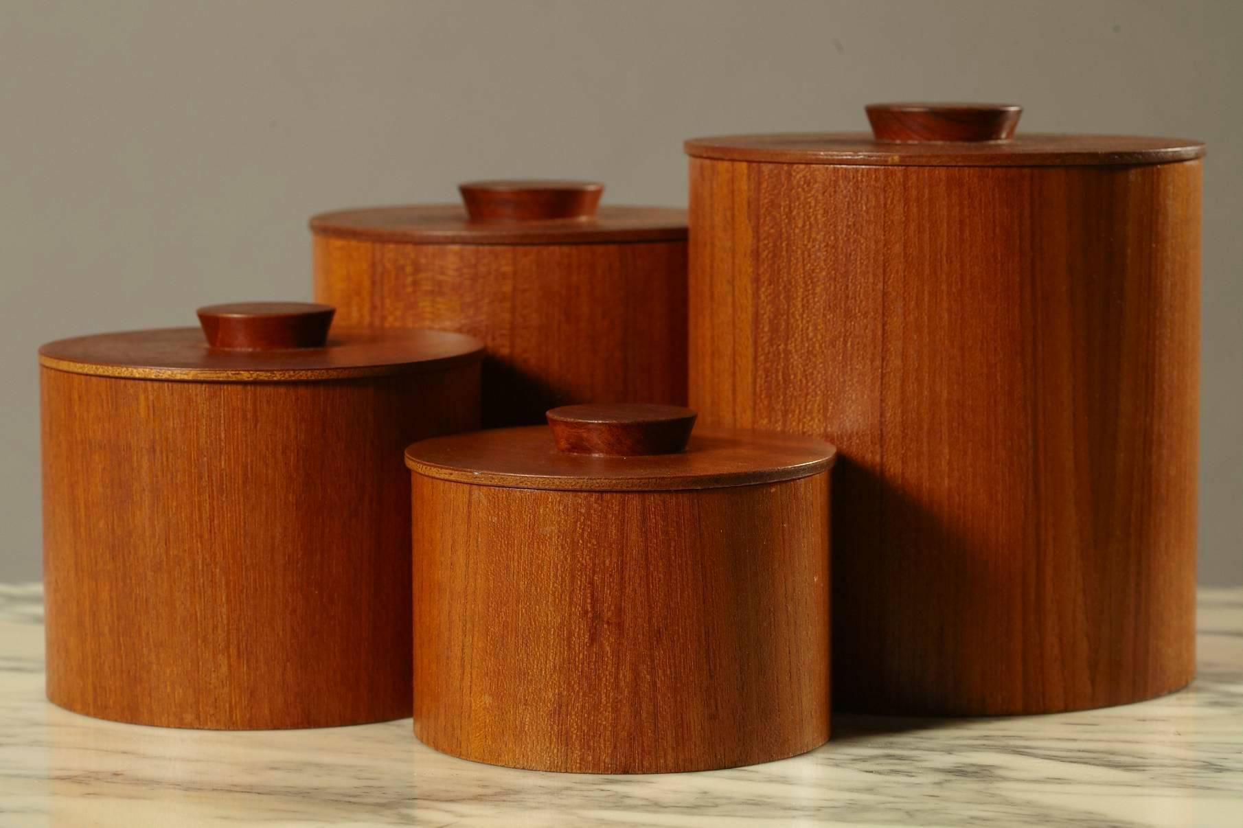 6.25”x6.25” ; no repairs // canister mid century Scandinavian design Vintage Danish modern lidded ROSEWOOD storage box Jar