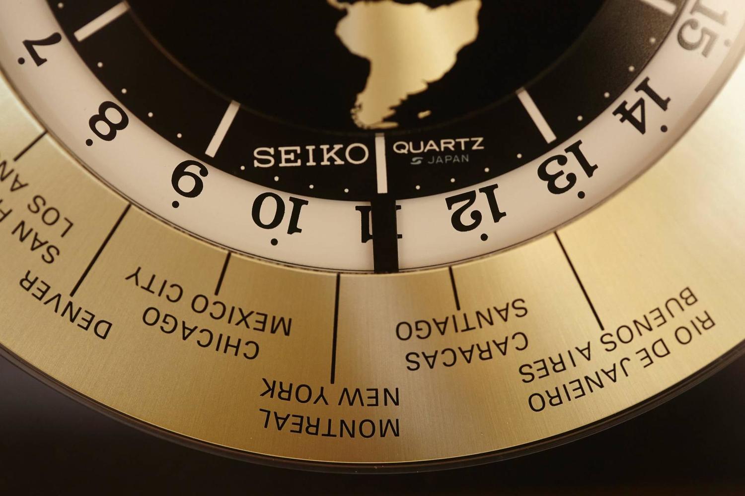 Automatic World Time Brass Desk Clock , 25 Time Zones at 1stdibs