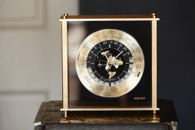Automatic World Time Brass Desk Clock , 25 Time Zones at 1stDibs