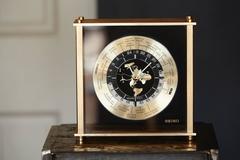 Automatic World Time Brass Desk Clock , 25 Time Zones