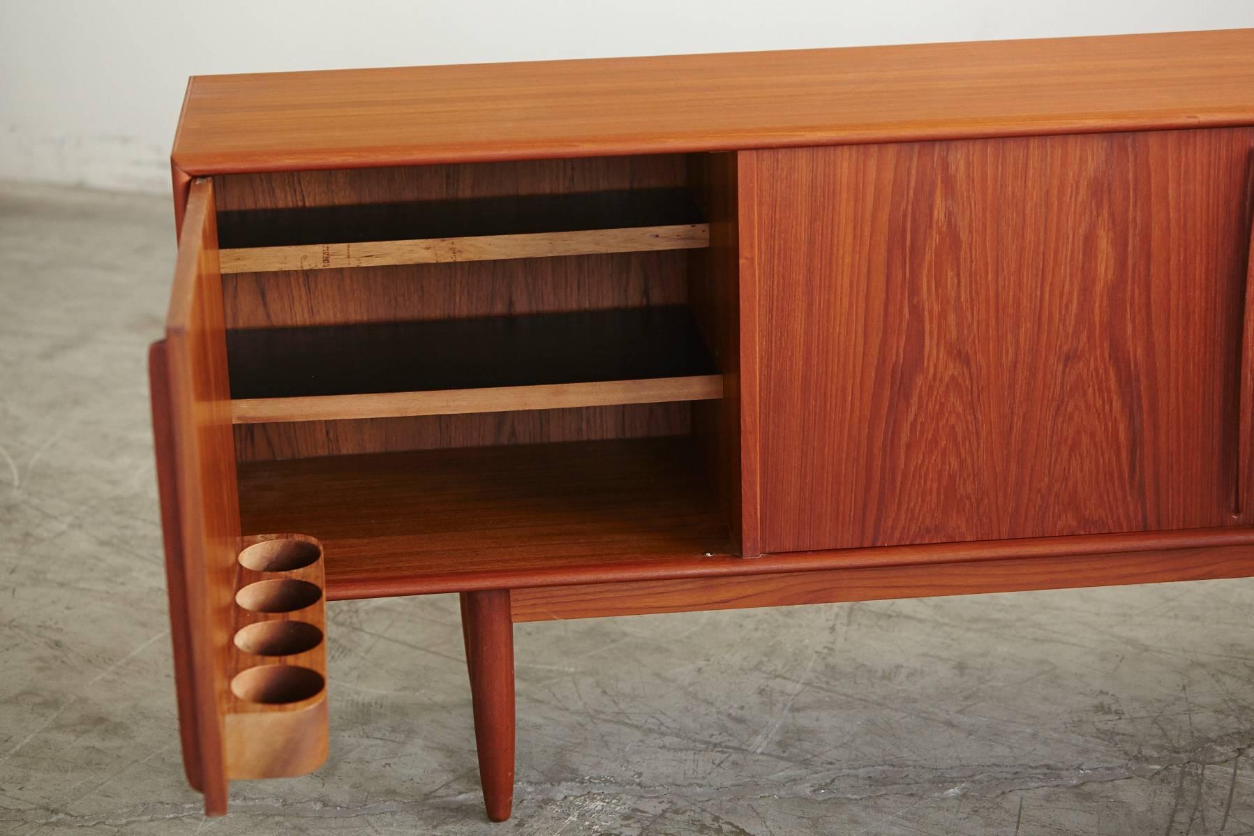 Scandinavian Modern Long Low Elegant Teak Credenza by Dyrlund