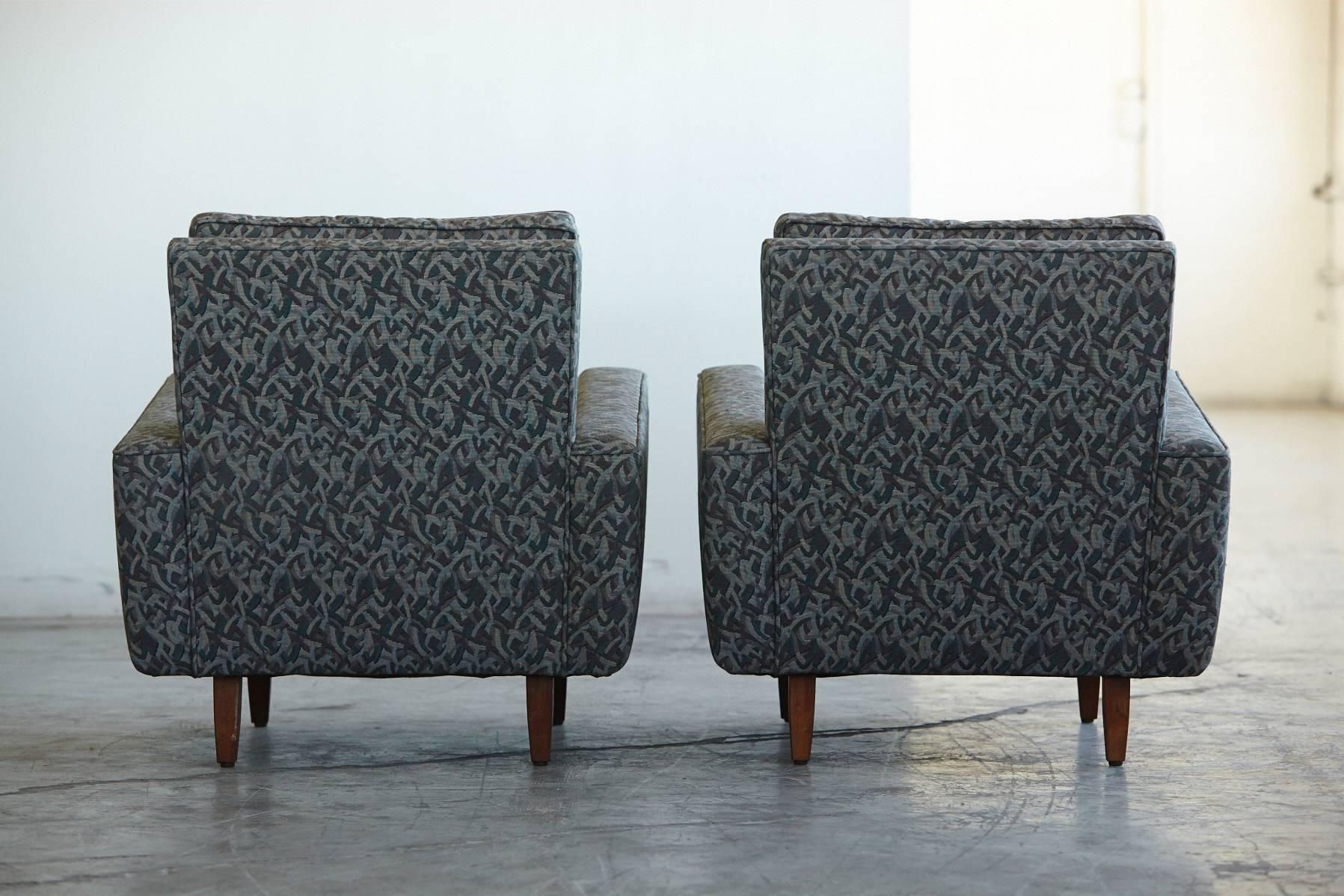 Oiled Pair of Early Florence Knoll Lounge Chairs from 1967, Reupholstered in the 1980s